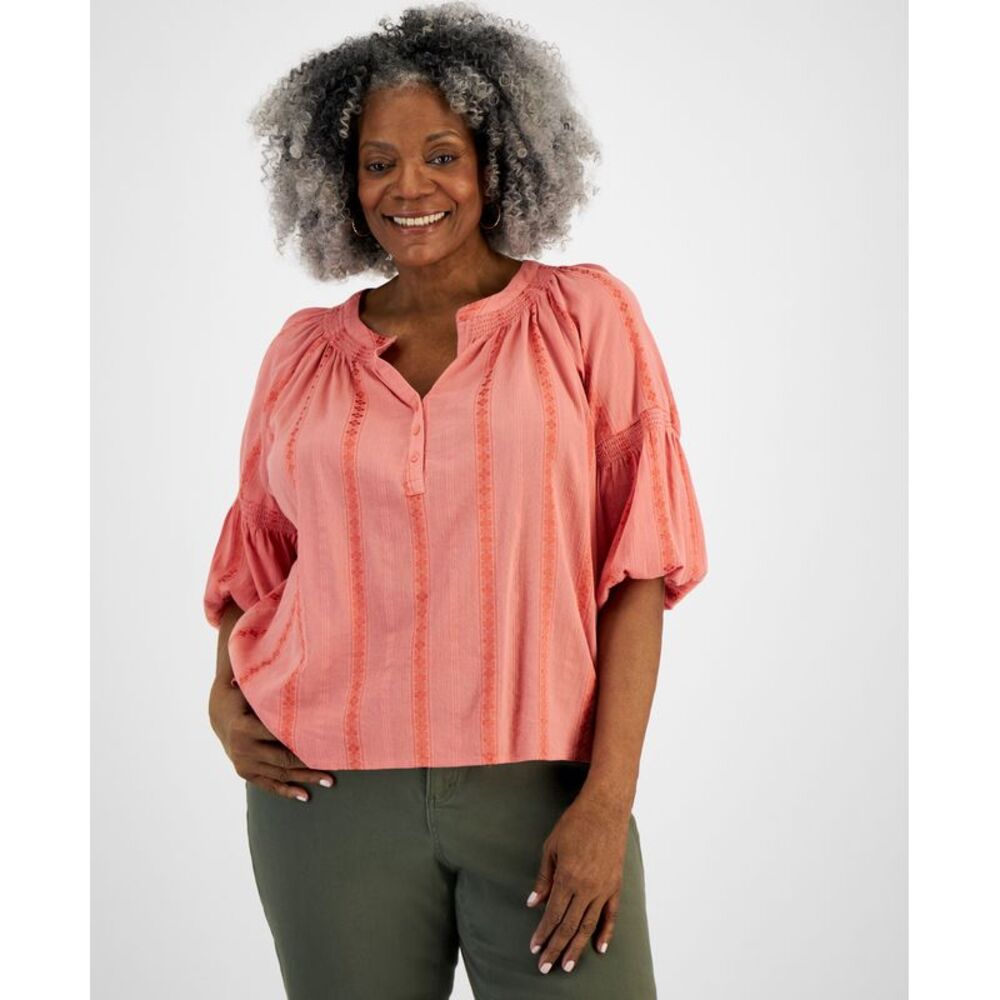 Style & Co. Plus Size Woven Split-Neck Top